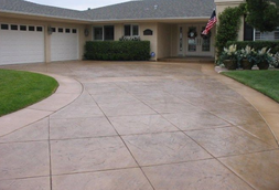 Square stamped and dyed concrete driveway in Toledo Ohio