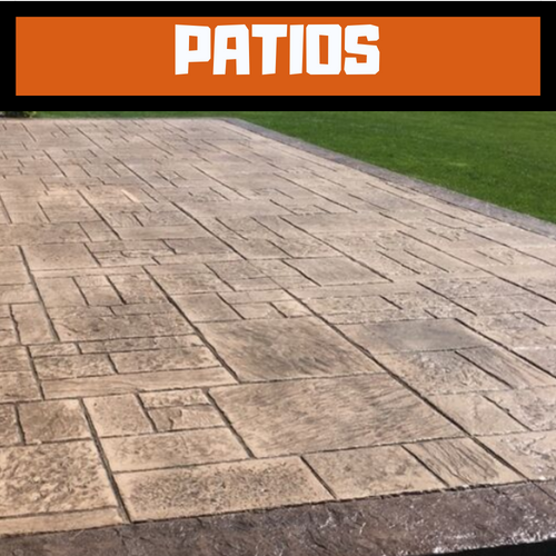 Back yard patio stamped to look like brick pavers
